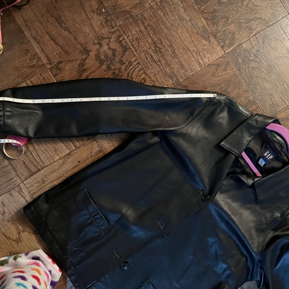 GAP Black leather button front Jacket Size XL. - Picture 6 of 9
